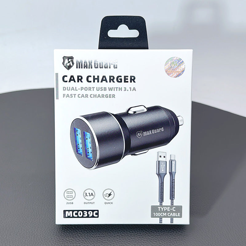 Maxguard 3.1A Car Charger With 1M Type-C Cable MC039C